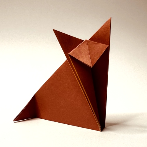 origami fox paper fold completed