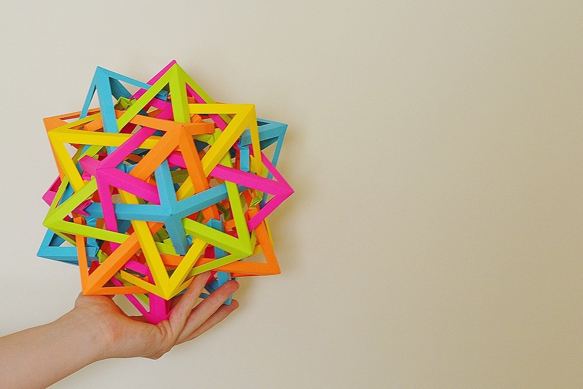 Five Interlocking Deconstructed Octahedra