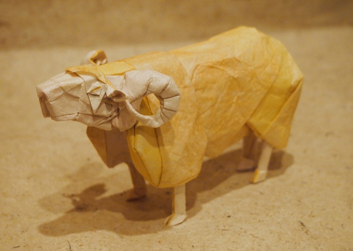 Paper Ram Folded by Hiroaki Kobayashi (Aries)