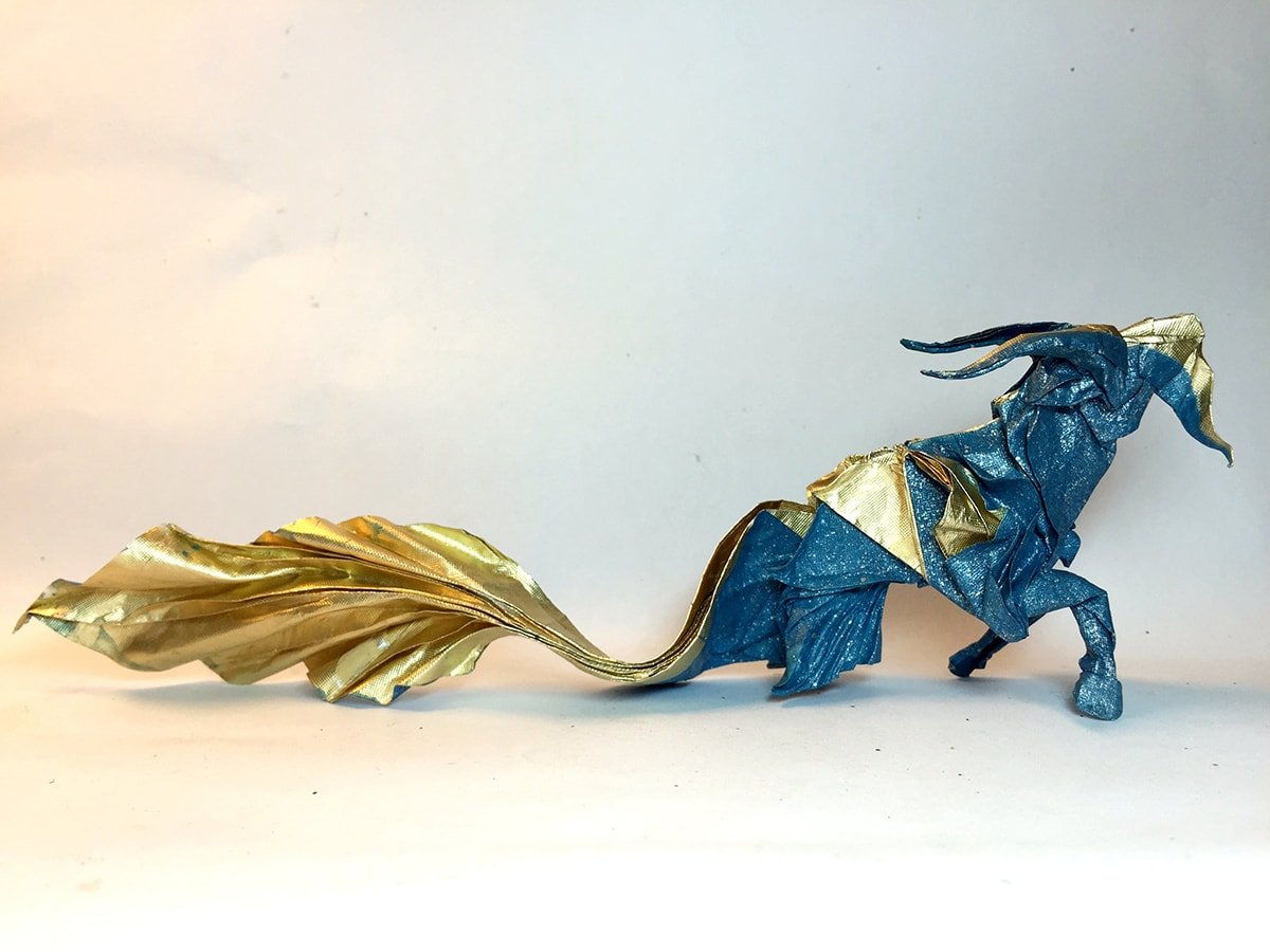 Gold and Blue Paper Capricorn