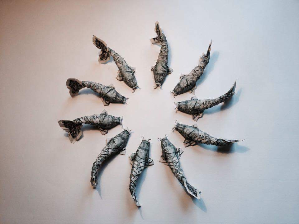 Circle of Won Park's Dollar Bill Koi