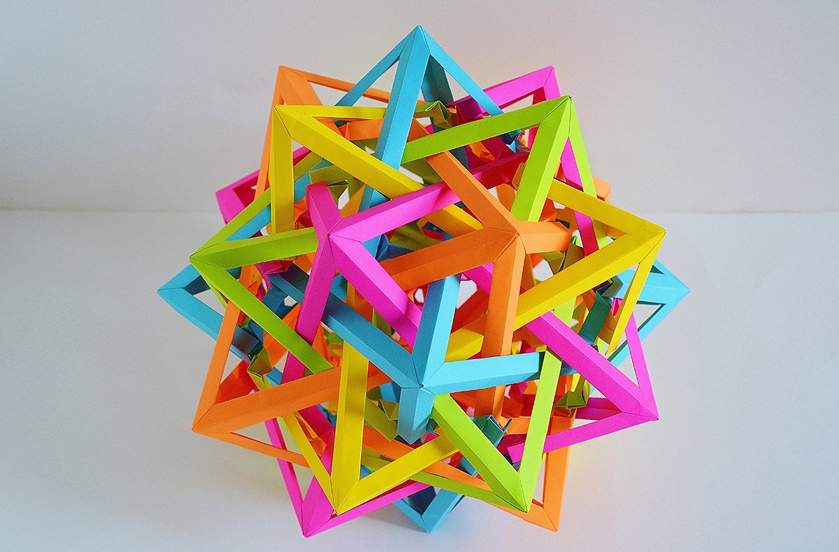 Five Interlocking Deconstructed Octahedra