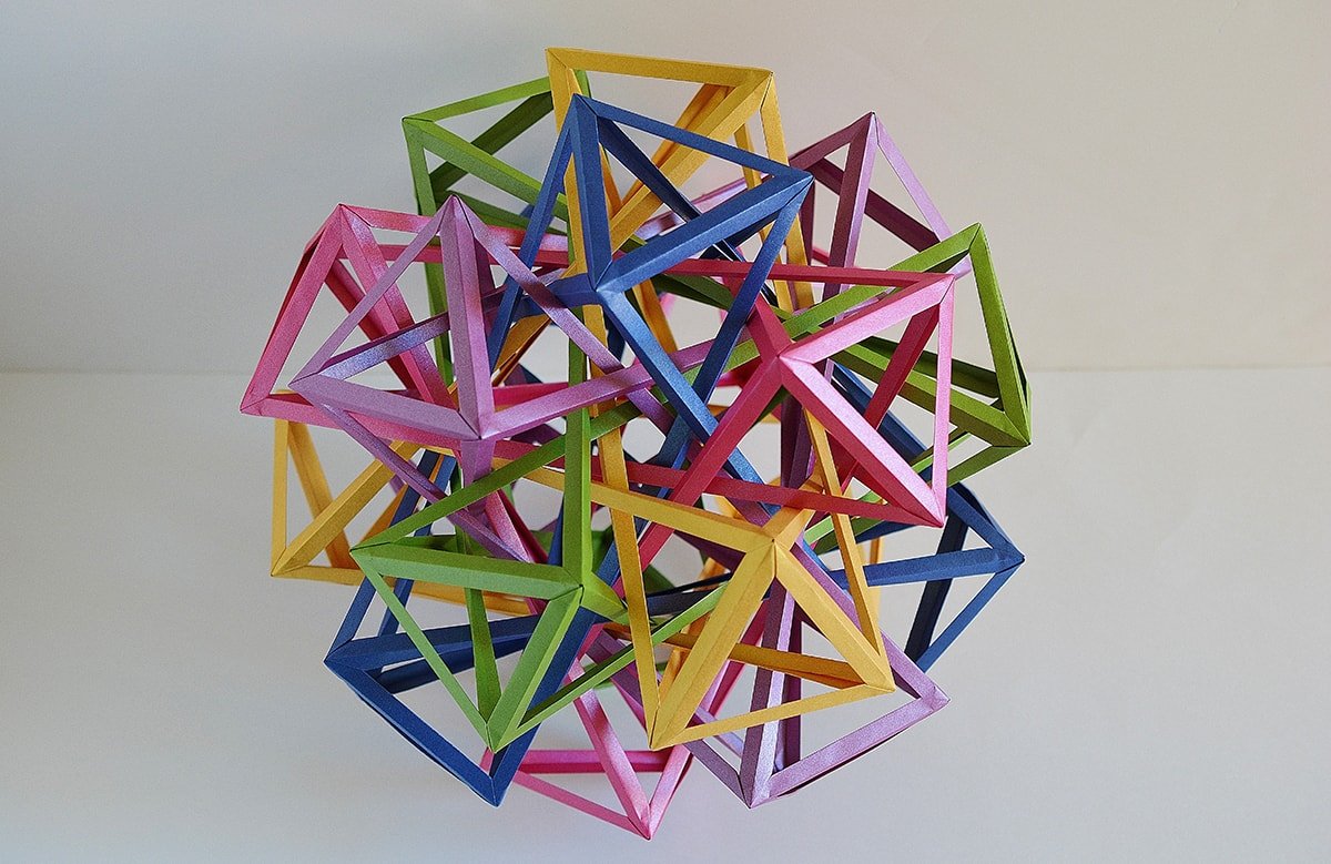 Five Interlocking Irregular Hyperboloidal Dodecaugmanted Cuboctahedra v.2 (Byriah Loper)