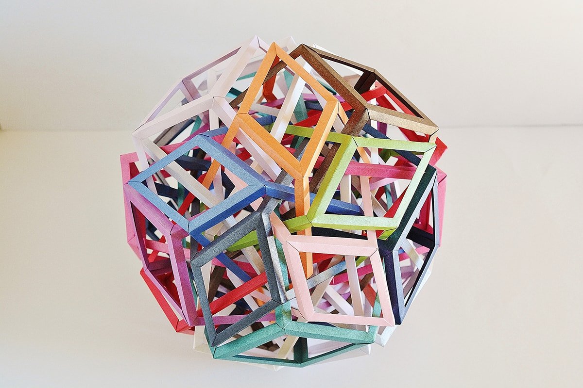 Fifteen Interlocking Wrinkled Rhombic Prisms (Byriah Loper)