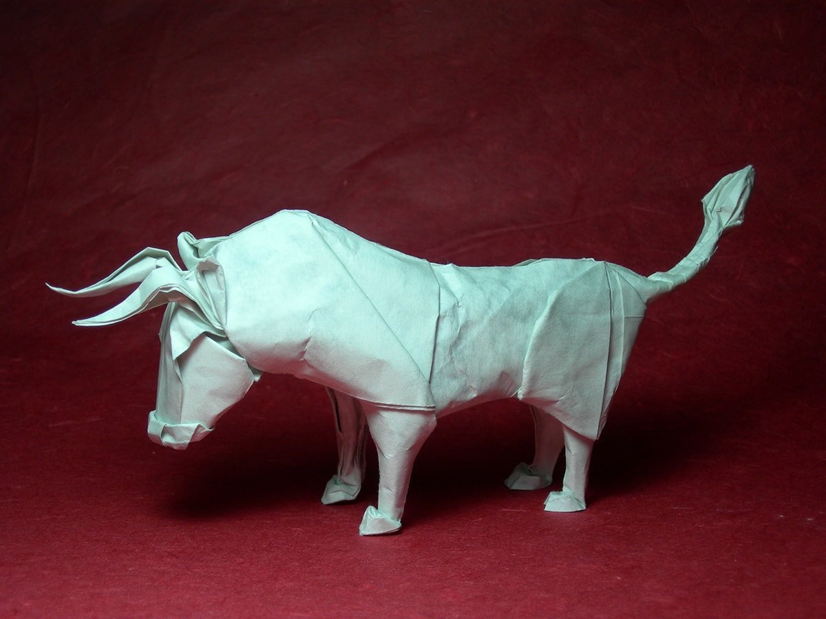 Wet Folded Origami Bull