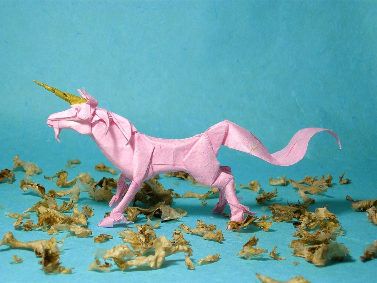 Wet Folded Origami Unicorn