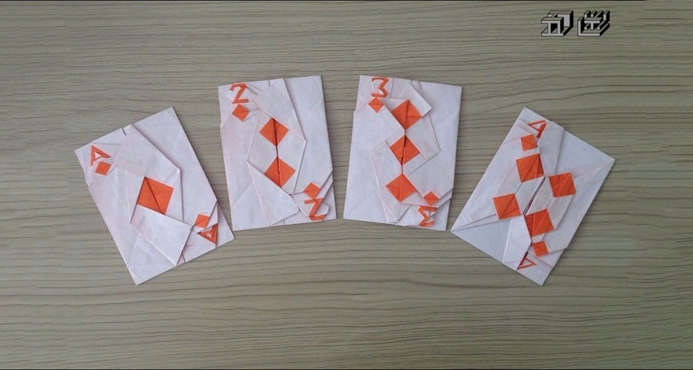Ace, Two, Three and Four of Diamonds Cards