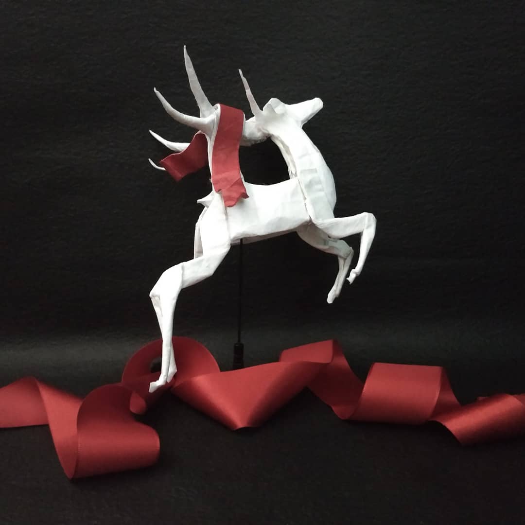 White Deer with Red Scarf