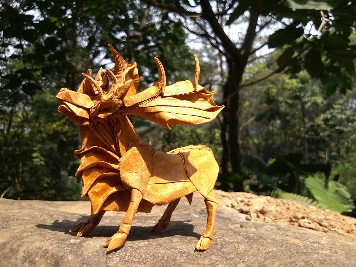 Reindeer From a Single Square of Paper