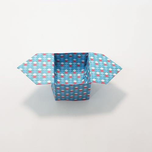origami sanbou box paper fold completed