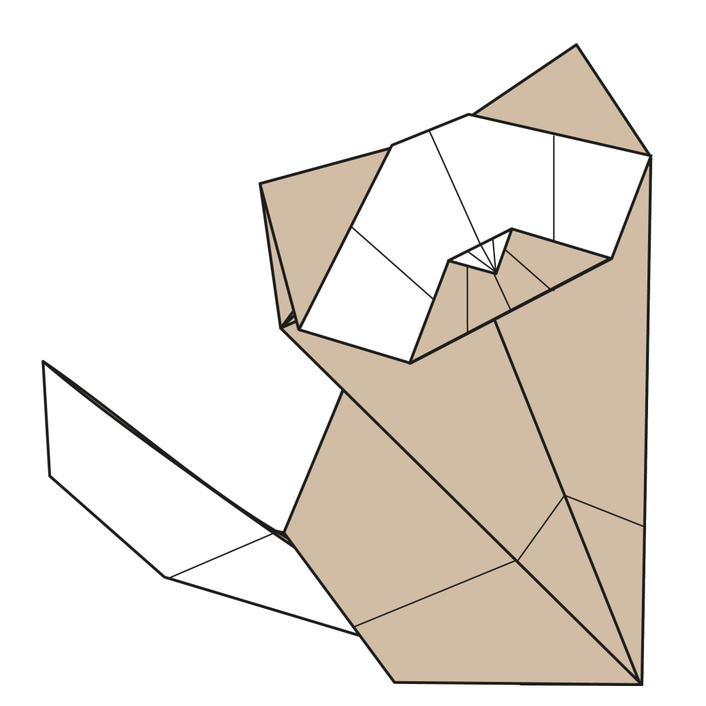 origami cat completed diagram
