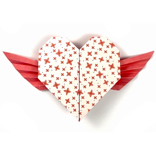 origami heart with wings